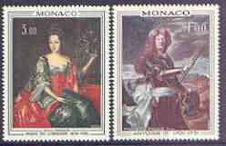 Monaco 1972 Paintings (Princes & Princesses of Monaco) set of 2 unmounted mint, SG 1023-24, stamps on arts, stamps on royalty