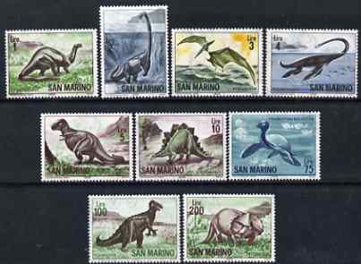 San Marino 1965 Pre-historic Animals perf set of 9 unmounted mint SG 773-81, stamps on dinosaurs