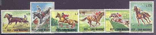 San Marino 1966 Equestrian Sports set of 6 unmounted mint, SG 788-93, stamps on horses, stamps on horse racing, stamps on show jumping, stamps on polo