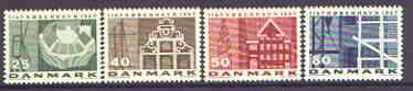 Denmark 1967 Anniversary of Copenhagen set of 4 on fluorescent paper unmounted mint, SG 483-86, stamps on windmills, stamps on ships, stamps on churches, stamps on , stamps on slania