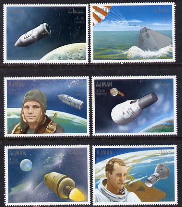 Ajman 1968 Men in Space set of 6 unmounted mint (Mi 333-38A) , stamps on space