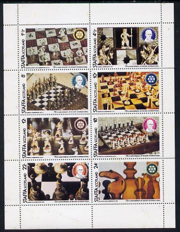 Staffa 1980 Chess Pieces (75th Anniversary of Rotary International) perf set of 8 values unmounted mint, stamps on chess  rotary
