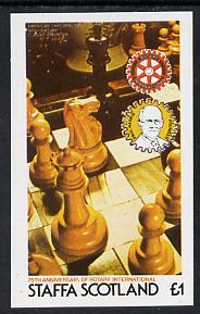 Staffa 1980 Chess Pieces (75th Anniversary of Rotary International) imperf souvenir sheet (Â£1 value) unmounted mint, stamps on chess  rotary