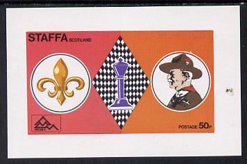 Staffa 1978 Scouts & Chess imperf souvenir sheet (50p value) unmounted mint, stamps on chess    scouts
