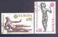 France 1974 Europa - Sculpture set of 2 superb cds used, SG 2038-39*, stamps on , stamps on  stamps on europa, stamps on  stamps on arts, stamps on  stamps on sculpture
