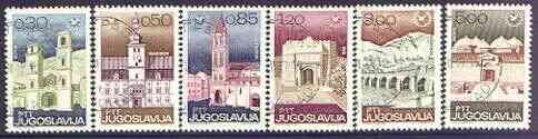 Yugoslavia 1967 International Tourist Year set of 6 superb cds used, SG 1288-93, stamps on tourism, stamps on buildings, stamps on churches, stamps on cathedrals, stamps on bridges