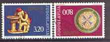 Yugoslavia 1976 Europa - Handicrafts set of 2 superb cds used, SG 1721-22, stamps on europa, stamps on crafts, stamps on sculpture