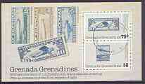 Grenada - Grenadines 1978 Anniversary of Zeppelin & Lindbergh perf m/sheet fine cto used, SG MS 271, stamps on aviation, stamps on airships, stamps on zeppelins, stamps on masonics, stamps on lindbergh, stamps on masonry