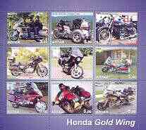 Altaj Republic 2002 Honda Gold Wing Motorcycles perf sheetlet containing set of 9 values unmounted mint, stamps on motorbikes