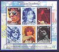 Karelia Republic 2002 George Harrison imperf sheetlet containing set of 6 values unmounted mint, stamps on , stamps on  stamps on music, stamps on  stamps on pops, stamps on  stamps on beatles, stamps on  stamps on personalities, stamps on  stamps on guitar