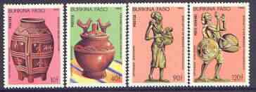 Burkina Faso 1985 Handicrafts complete perf set of 4 unmounted mint, SG 816-19, stamps on crafts, stamps on handicrafts, stamps on pottery, stamps on statues
