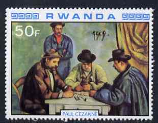 Rwanda 1980 Impressionist Paintings 50F The Card Players by Cezanne unmounted mint, SG 1002, stamps on cezanne, stamps on playing cards, stamps on smoking