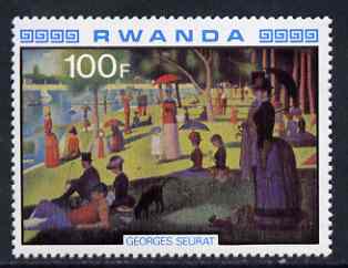 Rwanda 1980 Impressionist Paintings 100F La Grande jatte (Sunday in the Park) by Seurat unmounted mint, SG 1004, stamps on seurat