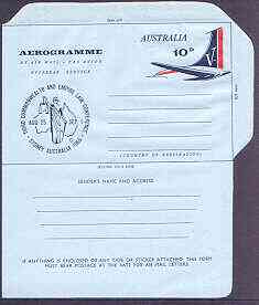 Australia 1965 Law Conference 10c Airletter form, unused and very fine  (folded once), stamps on law, stamps on legal, stamps on justice, stamps on maps, stamps on  law , stamps on 