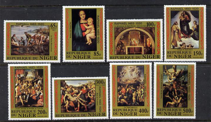 Niger Republic 1983 Birth Anniversary of Raphael set of 8 unmounted mint, stamps on , stamps on  stamps on arts     raphael, stamps on  stamps on renaissance