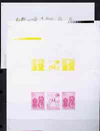 North Korea 1994 Chinese New Year - Year of the Dog sheetlet #2 containing 1wn and 2 x 20ch values, the set of 5 imperf progressive proofs comprising the 5 individual colours (magenta, yellow, blue, black & grey-green) as SG N3359 & 3363, stamps on animals, stamps on dogs, stamps on pointer, stamps on  gsd , stamps on yorkshire terrier, stamps on , stamps on lunar, stamps on lunar new year