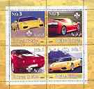 Eritrea 2002 Modern Cars #01 perf sheetlet containing set of 4 values with Scout Logo unmounted mint, stamps on , stamps on  stamps on cars, stamps on  stamps on scouts