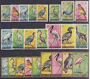 Burundi 1965 Birds definitive set complete 24 values fine cto used, SG 127-50, stamps on birds, stamps on stork, stamps on hornbill, stamps on flango, stamps on eagles, stamps on cranes, stamps on birds of prey, stamps on bee eater, stamps on 