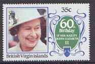 British Virgin Islands 1986 Queens 60th Birthday 35c on watermarked paper unmounted mint, SG 601a, stamps on royalty, stamps on 60th birthday