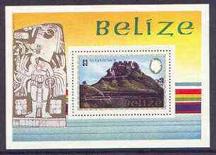Belize 1983 Maya Monuments m/sheet (Xunantunich) perf unmounted mint, SG MS 751, stamps on , stamps on  stamps on buildings, stamps on  stamps on monuments, stamps on  stamps on tourism, stamps on  stamps on civil engineering