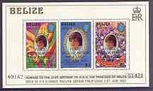 Belize 1982 Birth of Prince William m/sheet (1st series) unmounted mint SG MS 713, stamps on royalty, stamps on william, stamps on charles, stamps on diana
