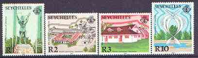 Seychelles 1987 10th Anniversary of Liberation set of 4 unmounted mint, SG 667-70, stamps on , stamps on  stamps on hospitals, stamps on  stamps on monuments, stamps on  stamps on statues