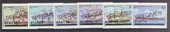 St Kitts 1980 Ships perf set of 6 optd SPECIMEN, as SG 42-47 unmounted mint, stamps on ships, stamps on 