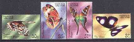Nevis 1983 Butterflies (2nd series) perf set of 4 opt'd SPECIMEN, as SG 105-108 unmounted mint, stamps on butterflies