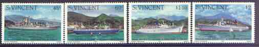 St Vincent 1982 Ships perf set of 4 opt'd SPECIMEN unmounted mint, as SG 706-09 unmounted mint, stamps on ships, stamps on qe2, stamps on 