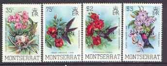 Montserrat 1983 Hummingbirds perf set of 4 opt'd SPECIMEN, as SG 571-74 unmounted mint, stamps on birds, stamps on hummingbirds