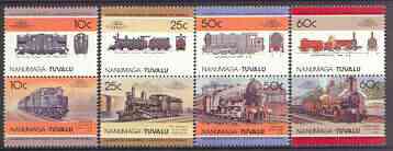 Tuvalu - Nanumaga 1985 Locomotives #1 (Leaders of the World) perf set of 8 unmounted mint, stamps on railways