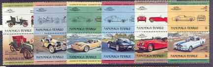 Tuvalu - Nanumaga 1984 Cars #1 (Leaders of the World) set of 12 unmounted mint, stamps on cars, stamps on shelby, stamps on jaguar, stamps on stutz bearcat, stamps on de dion, stamps on chevrolet, stamps on lamborghini