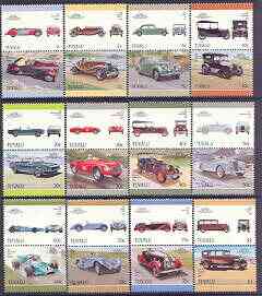 Tuvalu 1987 Cars #5 (Leaders of the World) set of 24 unmounted mint, SG 446-69, stamps on cars, stamps on talbot, stamps on riley, stamps on ferrari, stamps on chevrolet, stamps on mustang, stamps on sunbeam, stamps on  matra, stamps on plymouth