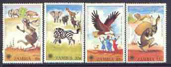 Zambia 1979 International Year of the Child perf set of 4 unmounted mint, SG 287-90, stamps on , stamps on  iyc , stamps on children, stamps on fairy tales, stamps on tortoise