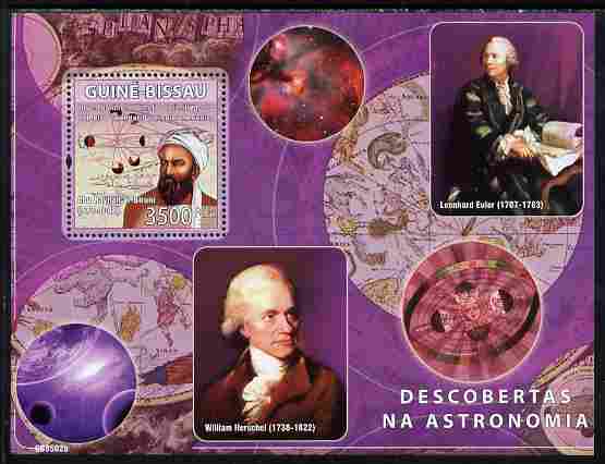 Guinea - Bissau 2008 Pioneers of Astronomy perf souvenir sheet unmounted mint Michel BL 671, stamps on personalities, stamps on astronomy, stamps on maths, stamps on mathematics, stamps on planets