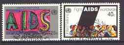 United Nations (NY) 1990 Anti AIDS Campaign set of 2, fine cds used, SG 582-83, stamps on , stamps on  stamps on medical, stamps on diseases, stamps on aids