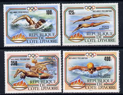 Ivory Coast 1983 Pre Olympics (Swimming) set of 4 unmounted mint SG 774-7, stamps on sport   swimming    olympics