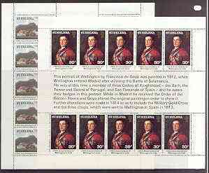 St Helena 1980 75th Anniversary of Wellington's Visit perf set of 2 each in sheetlets of 10 with text unmounted mint, SG 367-68, stamps on personalities, stamps on napoleon, stamps on militaria