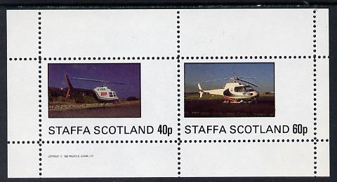 Staffa 1982 Helicopters #1 perf set of 2 values (40p & 60p) unmounted mint, stamps on aviation    helicopter