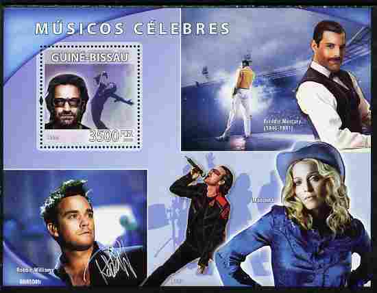 Guinea - Bissau 2008 Musical Celebrities perf souvenir sheet unmounted mint Michel BL 677, stamps on personalities, stamps on music, stamps on films, stamps on cinema, stamps on movies, stamps on pops, stamps on rock, stamps on 