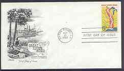 United States 1966 Great River Road on illustrated cover with first day cancel, SG 1299, stamps on rivers