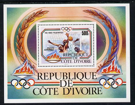 Ivory Coast 1983 Pre Olympics 500f m/sheet (Water polo) unmounted mint, stamps on sport    water polo    olympics