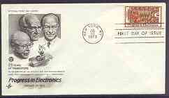 United States 1973 Progress in Electronics 8c (Transistor Circuit) on illustrated cover with first day cancel, SG 1506, stamps on electronics