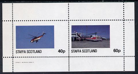 Staffa 1982 Helicopters #2 perf set of 2 values (40p & 60p) unmounted mint, stamps on aviation    helicopter