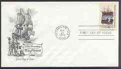 United States 1970 350th Anniversary of Pilgrim Fathers on illustrated cover with first day cancel, SG 1416, stamps on explorers, stamps on ships, stamps on settlers