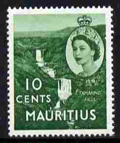 Mauritius 1953-58 Tamarind Falls 10c bluish-green Script CA wmk unmounted mint SG 297, stamps on waterfalls