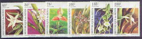 Benin 1995 Orchids perf set of 6, SG 1339-44 unmounted mint, stamps on flowers, stamps on orchids