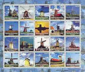 Congo 2002 Windmills complete perf set of 20 unmounted mint, stamps on windmills