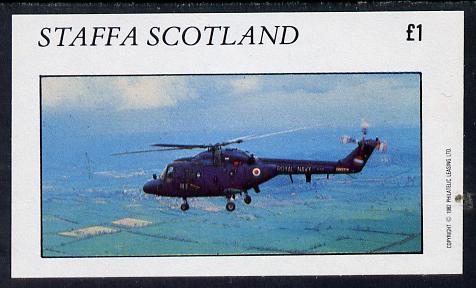 Staffa 1982 Helicopters #3 imperf souvenir sheet (Â£1 value) unmounted mint, stamps on , stamps on  stamps on aviation    helicopter