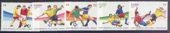 Cuba 1997 World Cup Football complete perf set of 5 values unmounted mint, SG 4153-57, stamps on football, stamps on sport